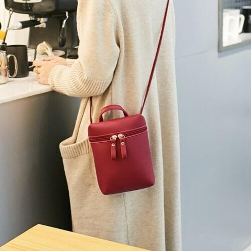 Fashion PU Leather Solid color Mini Mobile Phone Pouch Women Shoulder Bag Crossbody Bag Lady Handbag Purse bolsa feminina Pocket