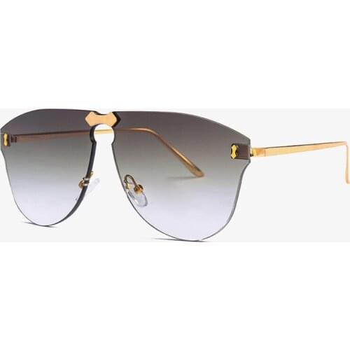 Fashion One Piece Rimless Sunglasses for Women Men Luxury Vintage Sun Glasses Eyewear Oculos Goggles 22051DF