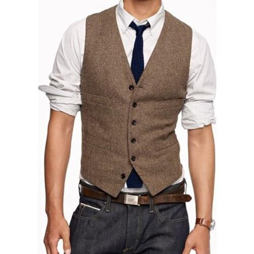 Mens brand Sleeveless Jacket Waistcoat Men Suit Vest Fashion Male British Style Slim Woolen Cotton Single breasted Vintage vest