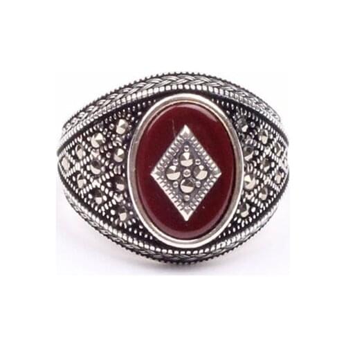 Mans 925 Red Oval Cut Agate Ring, Handmade 925 Silver Ring, Silver Handmade Ring for Man