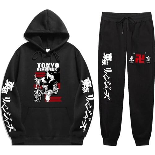 Daily Leisure Anime Tokyo Revengers Autumn Winter Loose Products Man Hoodie +Sweatpants Suit Simplicity Street Suit Set