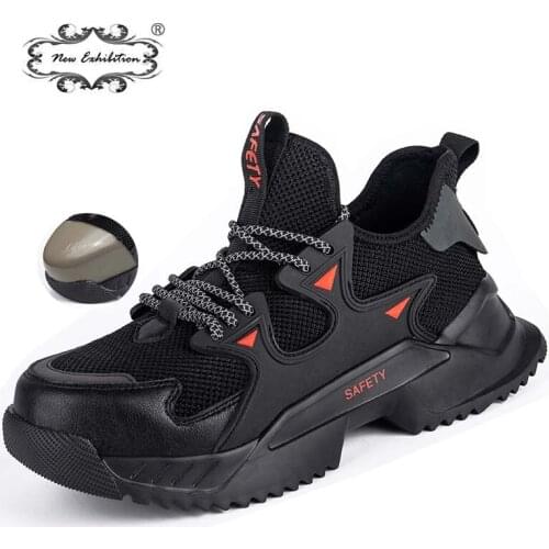 New exhibition Men Light Sneaker Indestructible Steel Toe Soft Anti-piercing Work Boots Breathable Mesh Safety Shoes Plus Size