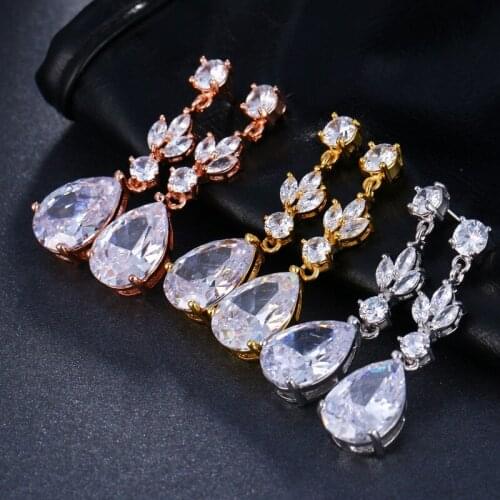 ORZTOON Korean Style Minimalist Shiny Zircon Earrings For Women Trend Exquisite Banquet Wedding Bridal Earrings Fashion Jewelry
