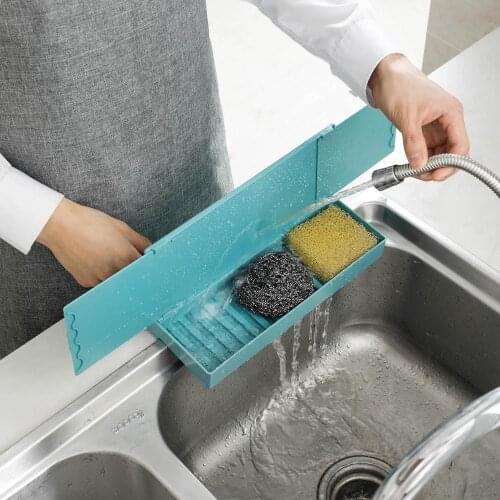 Kitchen sink flap creative with storage compartment sink drain storage rack retractable splash-proof baffle water barrier
