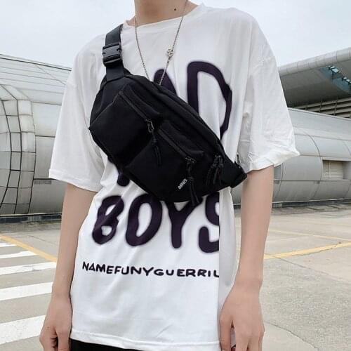 Casual Men Chest Bag Crossbody Bag Solid Color Canvas Bags Unisex Travel Belt Waist Pack Outdoor Multifunction Phone Pouch