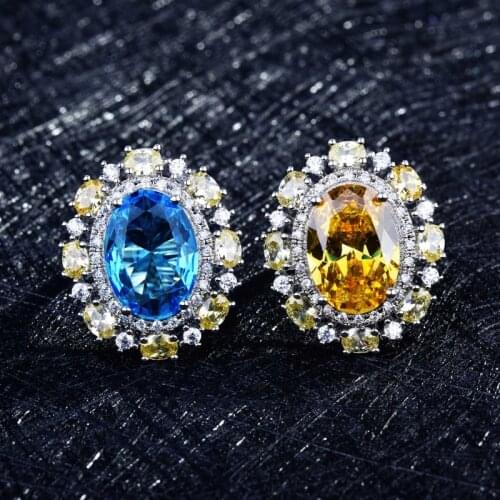 Luxury Oval Rings New Design Europe America Jewelry Inlay AAA Cut Cubic Zircon Womens Wedding Engagement Party Exquisite Ring