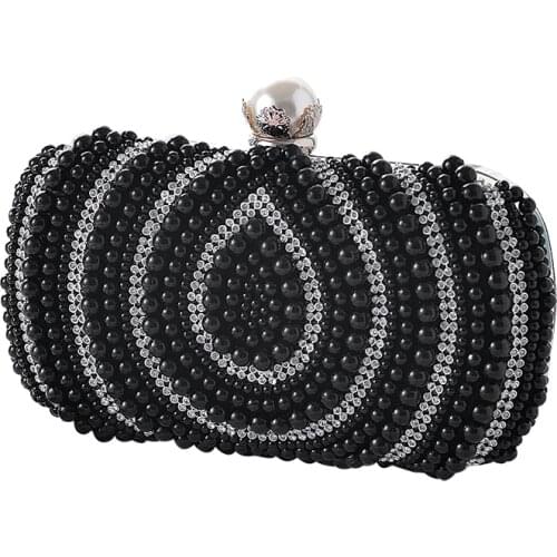 Bling Bling Wedding Bag Silver Gold Retro Pearl Bag Beaded Water Diamond Dinner Bag Female Hand Bag Celebrity Evening Dress Bag