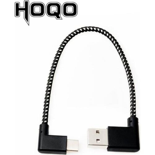 USB-c Woven USB 2.0 male to Left Angle Type-c male USB 2.0 Cable Reversible Left Right Angled 90 Degree usbc Data power cable