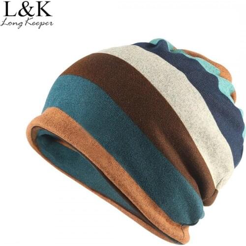 Vintage Autumn Winter New Striped Beanies Women Men Unisex Spring Thin Knitted Beanie Caps Male High Quality Multifunction Hats