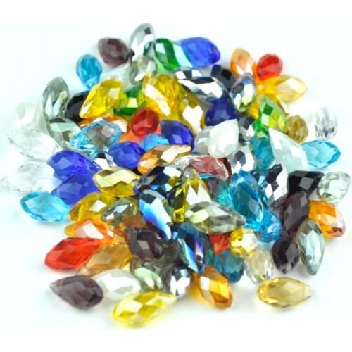 High Quality Assorted Color Tear Drop Crystal Spacer Loose Pendant Beads 6*12mm 100pcs/lot Faceted Crystal Beads Wholesale