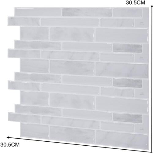 Vividtiles Gray Mable Peel And Stick Tiles Anti-Mold Removable RV Room Decor Kitchen Self Adhesive Wallpaper