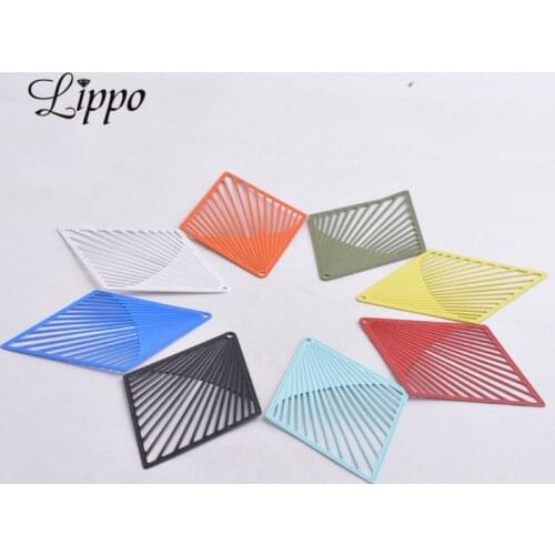 30pcs AB3484 38*61mm Rhombus Charms Yellow Pendants Earring Accessory For Jewelry Making Earrings DIY