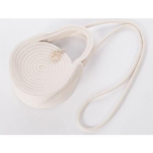 Women Straw Plaited Bags Handbag, Shoulder Portable Handle Bucket Decorative Round Girl’s Bag