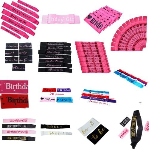 Muliti Styles Bride To Be Letter Sash Shoulder Strap Lady Hen Night Party Celebration Sweet Satin Sash Wedding Party Supplies