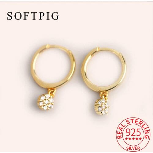 INZATT Real 925 Sterling Silver Zircon Round Geometric Hoop Earrings For Fashion Women Party Minimalist Fine Jewelry Accessories