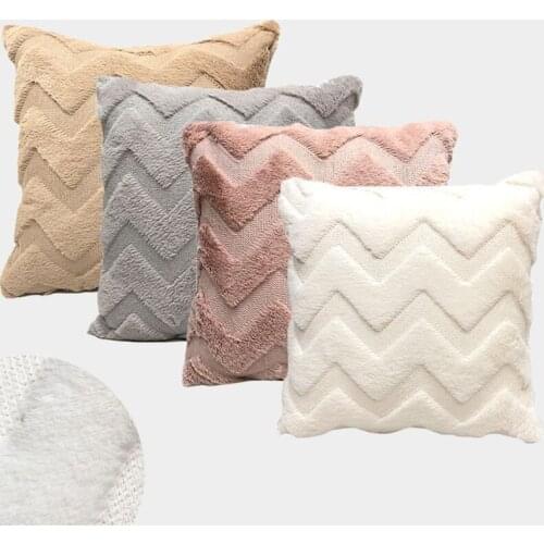 1Pcs 45*45CM Modern Simple Plush Pillow Solid Color Sofa Pillowcase Living Room Cushion Waist Pillow Geometric Pattern