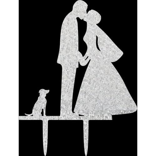 1PCS Acrylic Romantic Kissing Bride & Groom Wedding Cake Topper for Cake Decorations