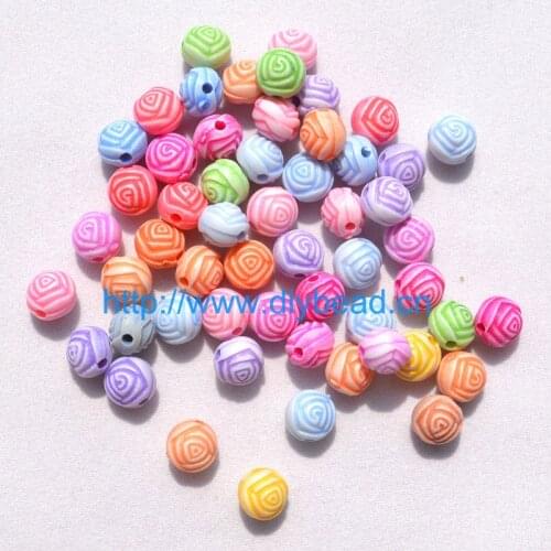 100pcs DIY Children Necklace Accessory Antique Acrylic Matt Beads 7*6MM Mix Color Cartoon Rose Jewelry Making Departments