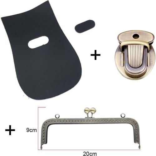 Shoulder Bag Flap Cover With Metal Purse Frame Handle for Women Handmade Handbag Accessories for DIY Bag Package 3PCS Sets