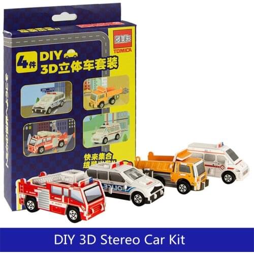 4Pcs/Set Original Tomy 3D Stereo Car Set Paper DIY Building Blocks Model Kit Gift Collectibles Toys for Children