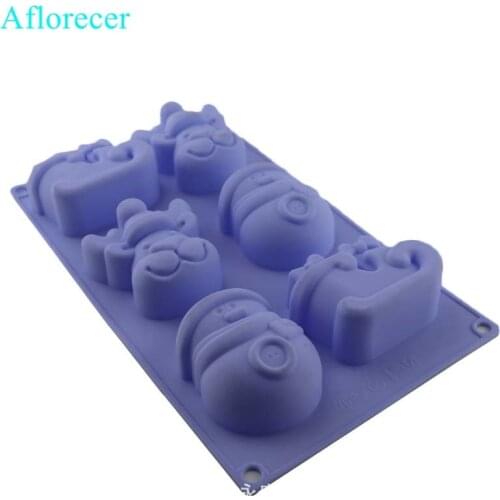 6holes 3D Snowman Elk Sled Soap Silicone Mold Christmas Silicone Mold DIY Soap Crafts Christmas Gifts Supply
