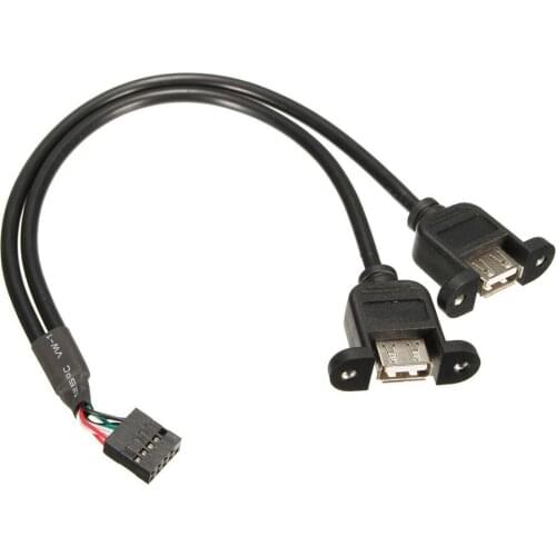 9 Pin To Dual USB 2.0 Type A Female Header Adapter Cable Motherboard Mainboard