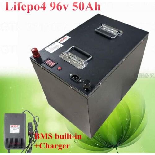 High 96v 50Ah lifepo4 battery for Forklift electric bicycle battery scooter ebike 8000w 5000w inverter motor + 5A charger