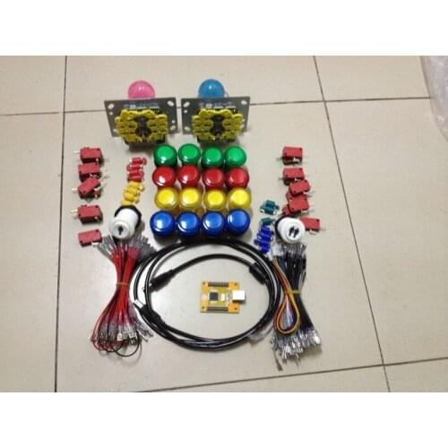 Free Delivery DIY Arcade Game Suit of LED joystick Chip joystick USB Chip LED joystick PC PS 3 2 in 1 USB Driver 2 player
