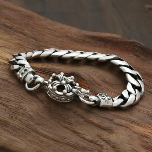 Starfield S925 Sterling Silver Jewelry Star With Version Of Silver Retro mens Thai Silver Crown Crown Bracelet&Bracelet Homme