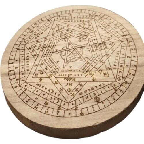 15cm Wood Round Altar Pad Ritual Divination Coaster Mat Witchcraft Supplies for Table Decorations Astrology Tool Props Ornaments