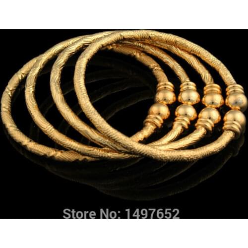 Luxury Dubai Gold Baby Bangle Jewelry For Boys Girls18K Gold Color Ethiopian Kids Bangles Bracelet Jewelry