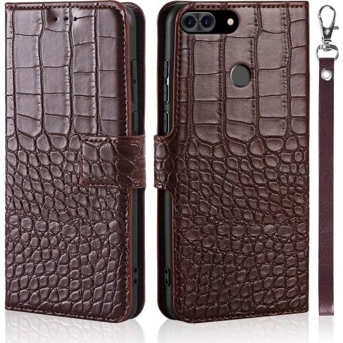 Flip Phone Case for Huawei Honor 9 Lite Cover Original Crocodile Texture Leather Book Design Coque Wallet Capa Card Holder