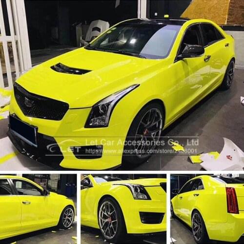 The newest lemon yellow Glossy Vinyl Film Gloss Glossy Car Wrap Foil Sticker With Air Bubble Free Motorcycle Car Wrapping