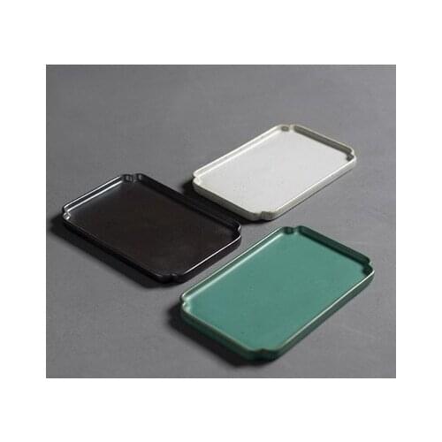 Coarse pottery Japanese manual water dry tea set square pot bearing ceramic dessert plate compote tap Chinese kung fu tray