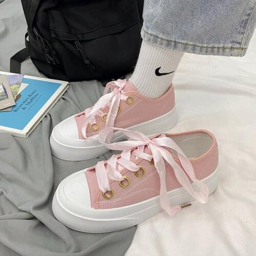 Ribbon Shoes Women Shoes Lovely Lolita Cacual Sneakers White Shoes Canvas Shoes for Women Lady Shoes Women Zapatos Para Mujer