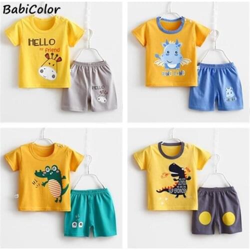 Baby Summer Clothing Set Cotton T-shirt+shrots 2pcs Kids Boys Girls Casual Clothing For Children Outfits 1-7Y