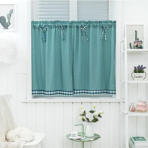 Short Curtain Pastoral Style Window Curtain Kitchen Cabinet Drapes Bow-knot Decor Drapes Half-curtain for Home Cafe Decoration