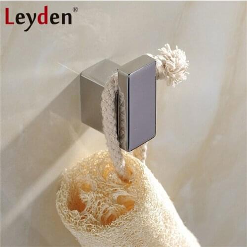 Leyden Coat Hooks Modern Polished Chrome Square Robe Hook Coat Hook Wall Mounted Stainless Steel Hanger Bathroom Accessories