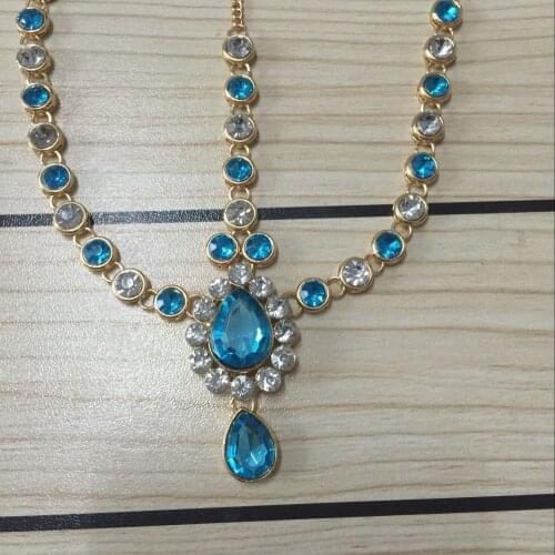Matha Patti Handmade Kundan BLUE stones hair chain head chain wedding bridal head Jewelry