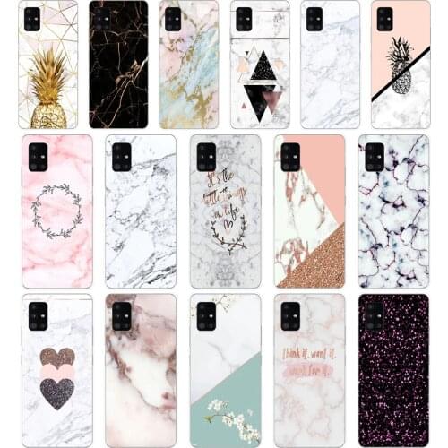 58Pink white blue marble Soft Silicone Tpu Cover phone Case for Samsung Galaxy A31 A41 A51 A71 A40 2019 Case