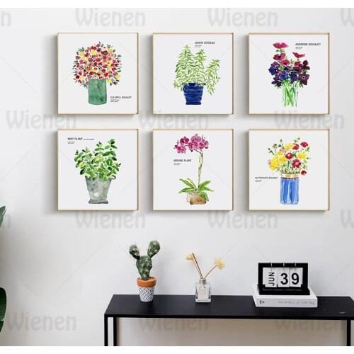 Simple Style Flower Plant Potted Wall Art Picture Poster Prints Decorative Canvas Painting for Living Room Decoration Home Mural