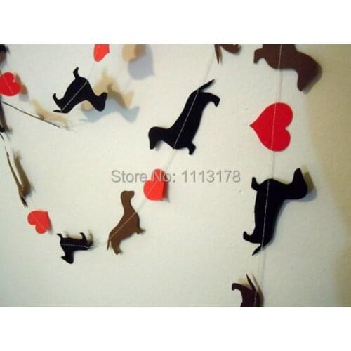 Cheap Dachshund Love Paper Garland - Valentines Day Decor pet birthday room decorations bannars garlands