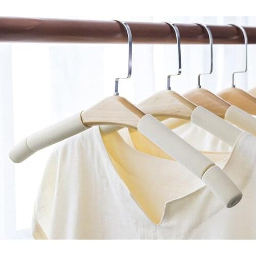 Sponge Anti-slip Wood Hanger Wood Home Cloth Brace Hanging Clothes Trouser Hanger Rack Wardrobe Display Hanger Organization