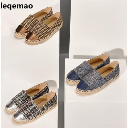 New Fashion Womens Shoes Cotton Fabric Round Toe Woman Loafers Brand Female Espadrilles Creepers Comfort Shoes Size 34-42