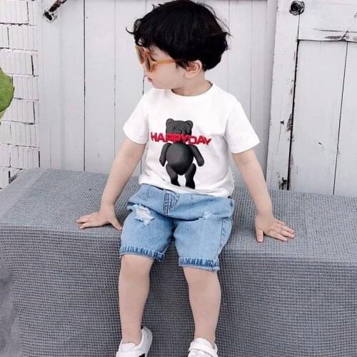 New Childrens Bear Cartoon T-shirt in Summer 2019 Boys and Girls'T-shirts Korean kids clothes