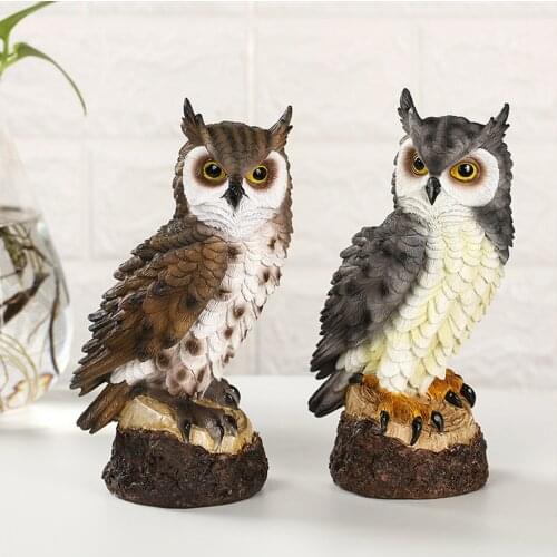 Resin Owl Statue Bird Sculpture Outdoor Garden Yard Lawn Patio Art Figurine Decorations for Indoor Living Room Ornament Gifts