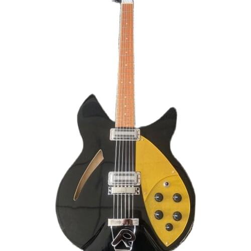 Rickenback-12 string electric guitar, 360 electric guitar, black finish, gold plated stab, custom shop
