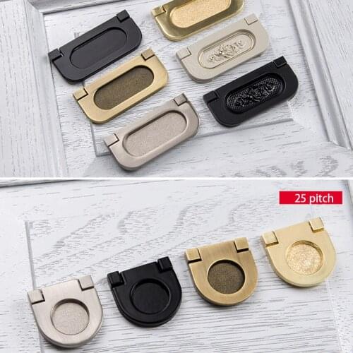 Free punching Cabinet Door Handle with Screw handle Drawer Invisible handle Furniture Knobs Handware Zinc Alloy Pull Handles