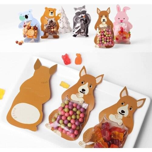 With Handles 10 Pcs Animal Baking Cookie Bag Festive Party Supplies Wrapping Supplies Baking Decorative Bags Mini Cute Candy Box