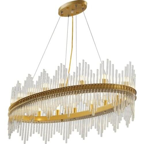 Post-modern Oval Egg-shaped Chandelier Creative Personality Sample Room Restaurant Bedroom Crystal Glass Bar Pendant Gold